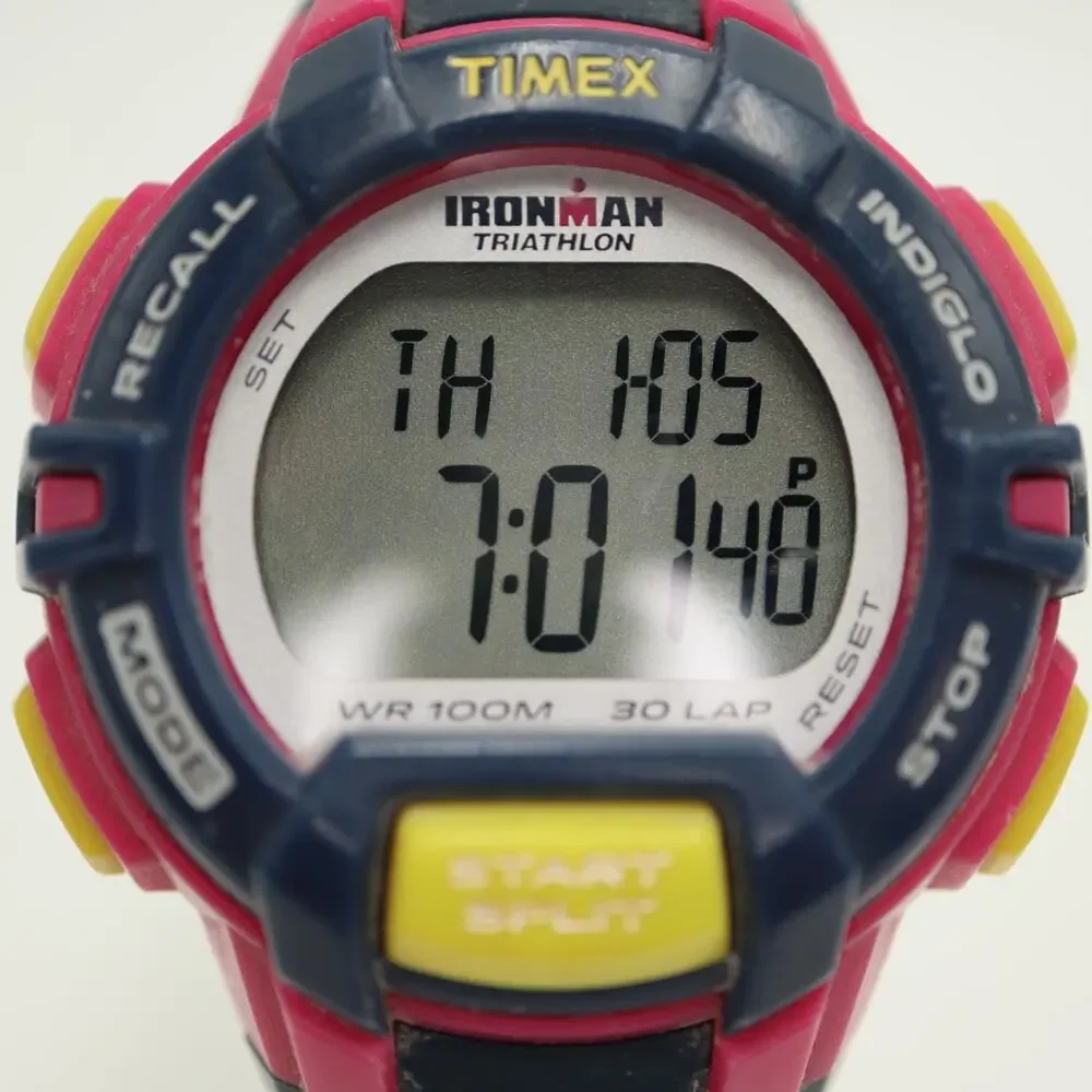 Timex Ironman Triathlon Rugged 30 Womens 41mm Watch Pink Retro w New Battery